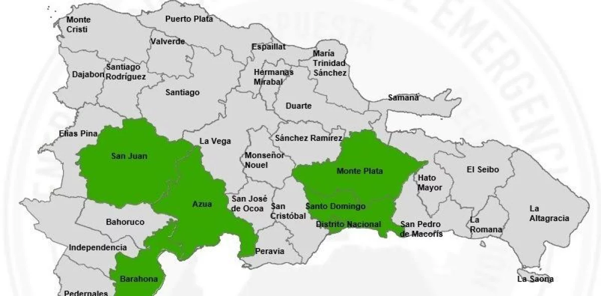 Cinco provincias y el Distrito Nacional, en alerta verde por efectos de vaguada